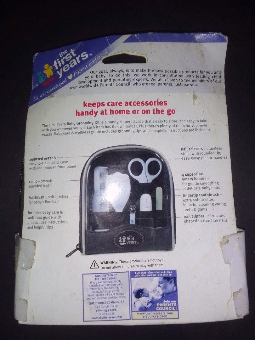 The First Years Baby Grooming Kit (Category: Baby Toiletries & Grooming) located in Baguio. Submitted by eskimoprime (Listing ID 1410840486, Image 2). Description: Notes: - Brand new but missing comb - Package has some wear but contents are brand new - Purchased in the U.S. - Feel free to pm for more pics.