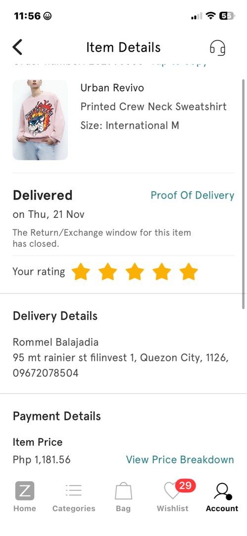 URBAN REVIVO OVERSIZE SWEATER (Category: Hoodies) located in Quezon City. Submitted by kromy71 (Listing ID 1410749042, Image 2). Description: •worn only once •chest- 28 inches •length- 26 inches •bought at zalora- P1,182.