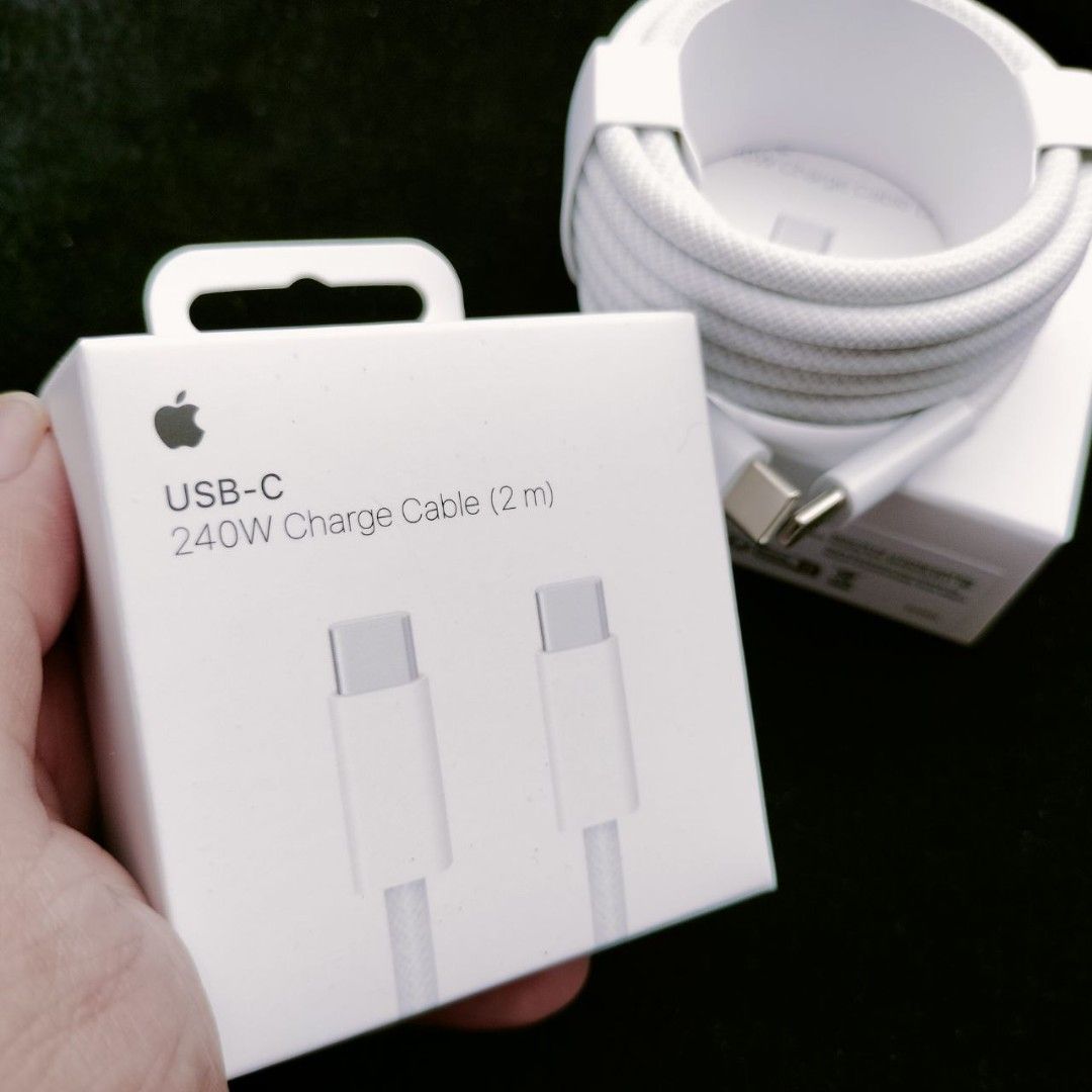 Apple 240W USB-C Charge Cable (WOVEN) (Category: Cables & Chargers) located in Manila. Submitted by itsmekiahtaidgads (Listing ID 1411076712, Image 2). Description: Compatible for Iphone 15,16 & 17 Series, Ipod, Airpods,Apple Watches, Macbook & Apple Vision Pro This 2-meter charge cable is made with a woven design — with USB-C connectors on both ends — and is ideal for charging, syncing, and transferring data between USB-C devices. It supports ch