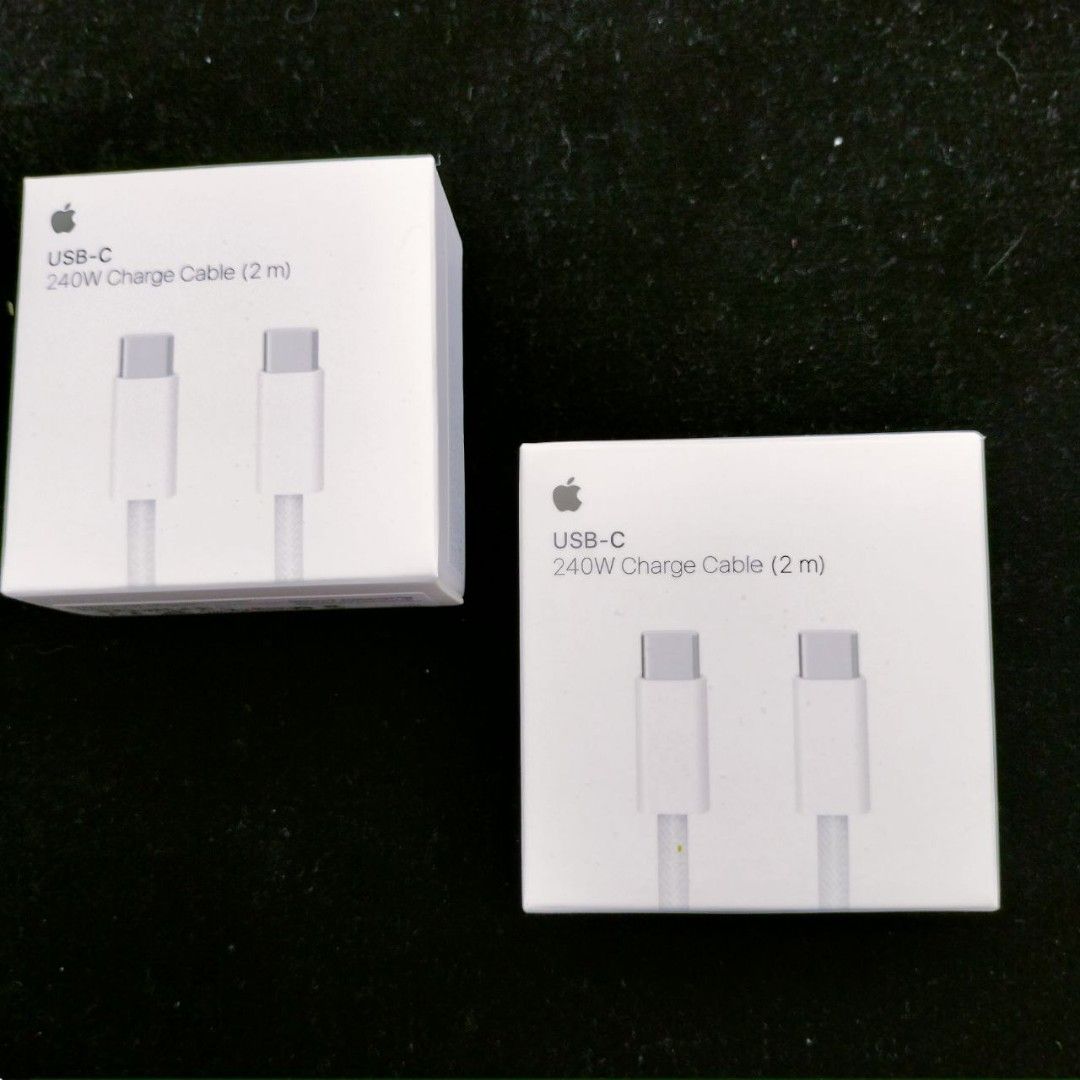 Apple 240W USB-C Charge Cable (WOVEN) (Category: Cables & Chargers) located in Manila. Submitted by itsmekiahtaidgads (Listing ID 1411076712, Image 1). Description: Compatible for Iphone 15,16 & 17 Series, Ipod, Airpods,Apple Watches, Macbook & Apple Vision Pro This 2-meter charge cable is made with a woven design — with USB-C connectors on both ends — and is ideal for charging, syncing, and transferring data between USB-C devices. It supports ch