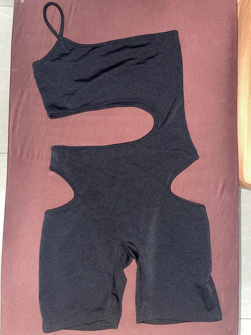 Black cutout romper (Category: Jumpsuits) located in Manila. Submitted by ava_declutters (Listing ID 1411069771, Image 1). Description: - S-M - Fits 28-29 waist - Used once only.