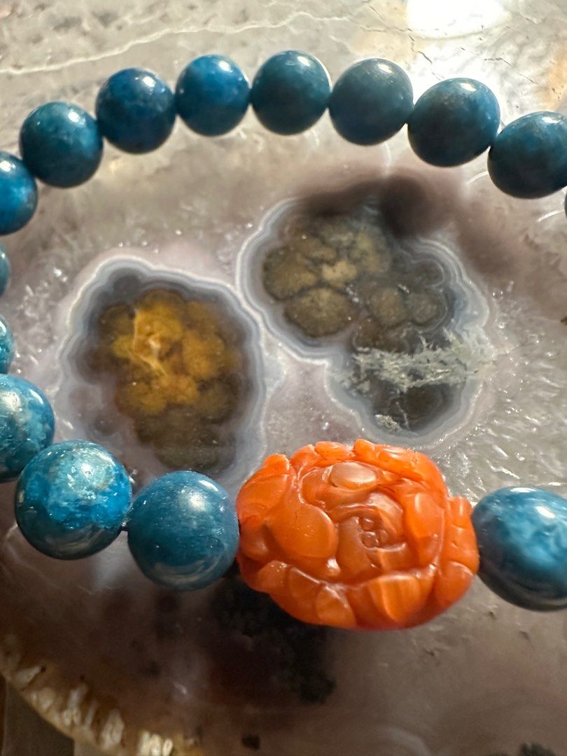 apatite with nanhong flower charm (Category: Bracelets) located in Makati City. Submitted by dvanamama (Listing ID 1410963104, Image 3). Description: This is blue apatite with nanhong flower charm. .