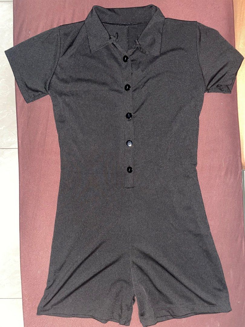 Button down romper (Category: Rompers) located in Manila. Submitted by ava_declutters (Listing ID 1411070779, Image 1). Description: - S-M - Fits 28-30 waist - Worn once not my style - Ribbed.