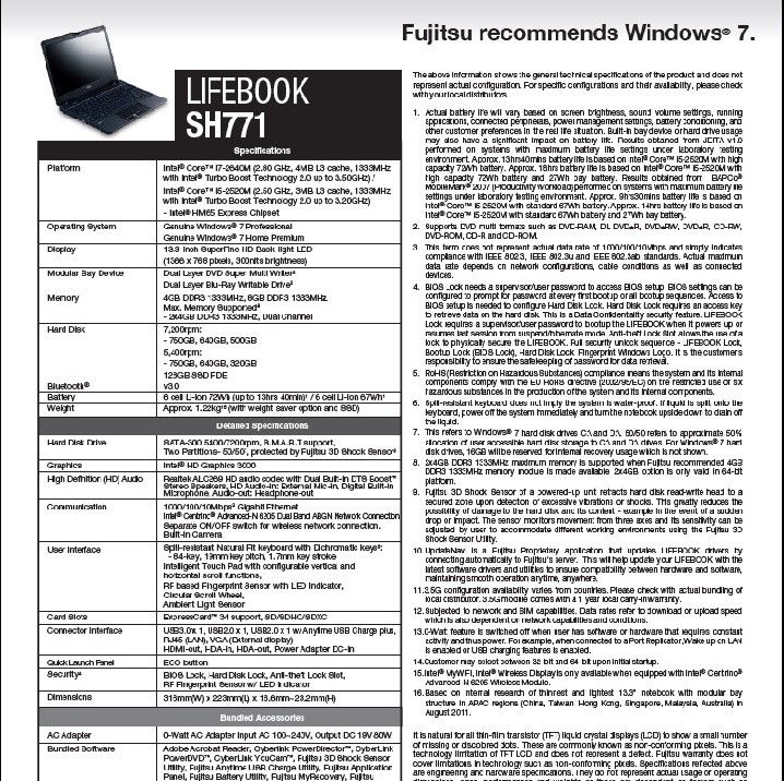 Fujitsu Notebook Laptop Computer65075940569601111