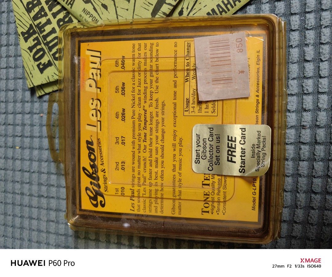 Gibson Les Paul Electric Guitar Strings 10/46 (Category: Musical Instruments) located in Rizal. Submitted by gkstcenit (Listing ID 1410967085, Image 2). Description: - Genuine Gibson Les Paul strings - Ultra Light 10/46 gauge - Pure nickel wound - Tone tempered for great sound - Sealed packaging for freshness - Includes a free collector card - Perfect for electric guitars.