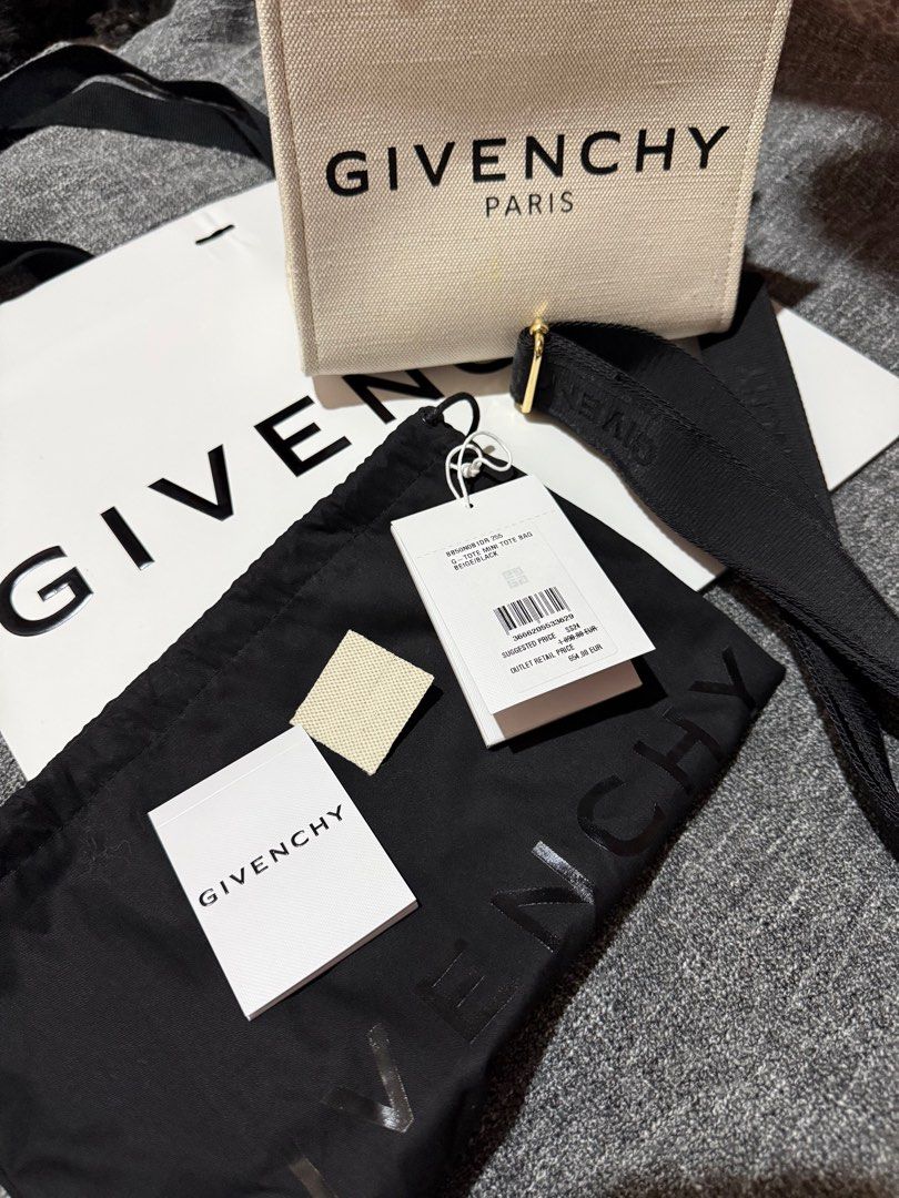 Givenchy G-Tote Mini Tote Bag Beige/Black (Category: Luxury Bags & Wallets) located in Taytay. Submitted by thriftgoodiesph (Listing ID 1410948747, Image 3). Description: Brand new & Unused RFS gift for mom but too small for her to use Inclusions: Bag Paper bag Dust bag Authenticity card Strap.