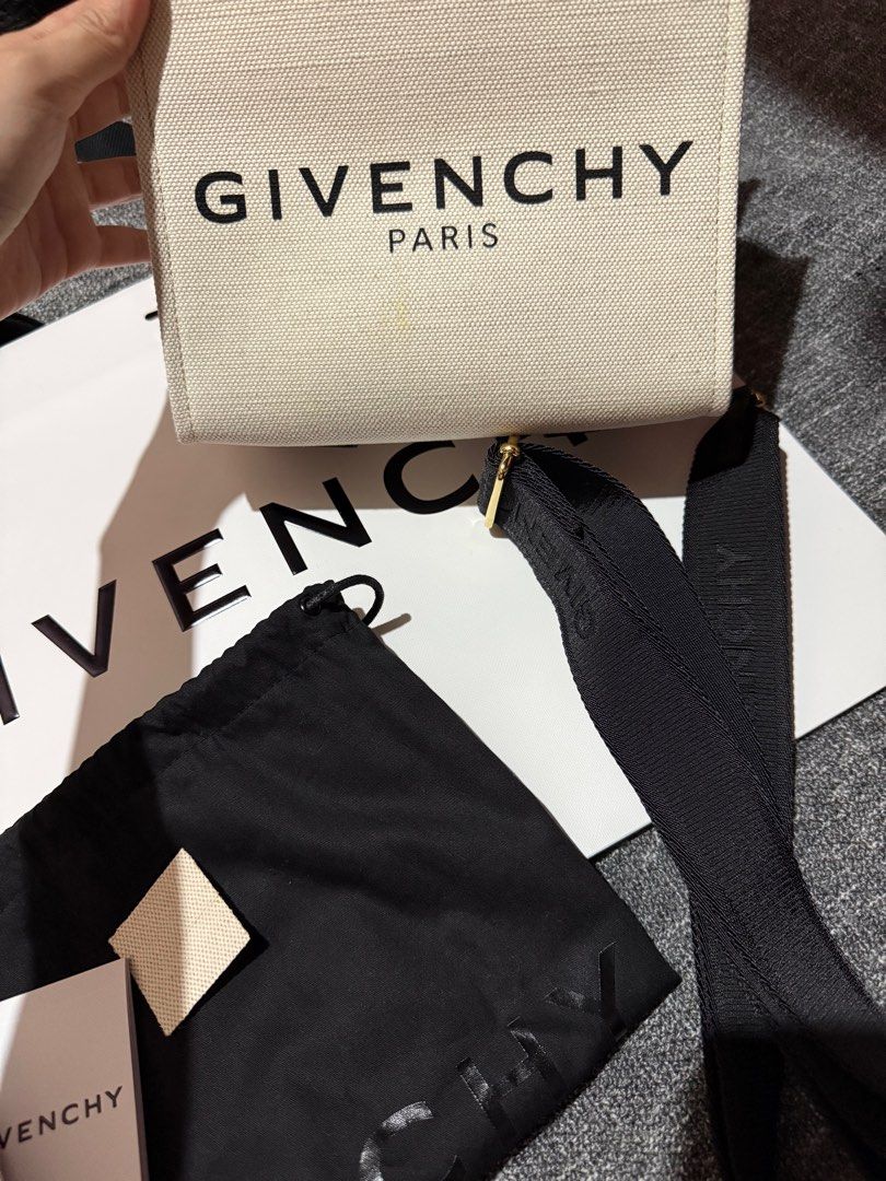 Givenchy G-Tote Mini Tote Bag Beige/Black (Category: Luxury Bags & Wallets) located in Taytay. Submitted by thriftgoodiesph (Listing ID 1410948747, Image 2). Description: Brand new & Unused RFS gift for mom but too small for her to use Inclusions: Bag Paper bag Dust bag Authenticity card Strap.