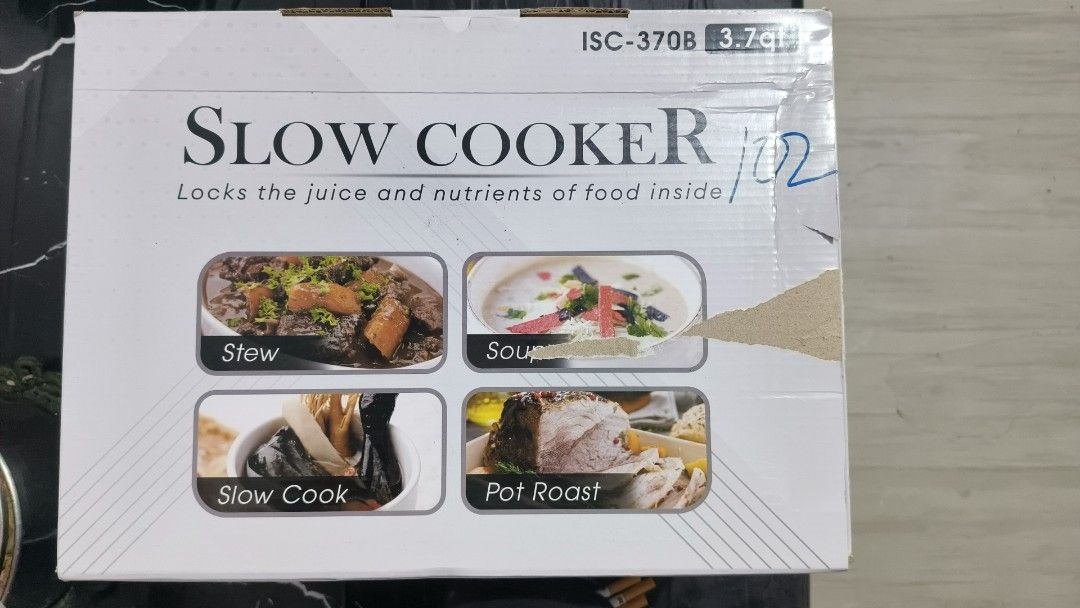 Imarflex Slow Cooker 3.7 qt. (Category: Cookers) located in Manila. Submitted by santosron07298 (Listing ID 1410948420, Image 2). Description: Imarflex Slow Cooker 3.7QT (3.5L) – Brand New ✔️ 200W power ✔️ Ceramic pot ✔️ Tempered glass cover ✔️ Warm / Low / High settings Perfect for soups, lugaw, bulalo, and slow-cooked meals. 📦 Brand new, sealed box .