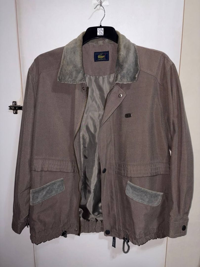 Lacoste Jacket Corduroy Collar Large Vintage (Category: Coats, Jackets and Outerwear) located in Quezon City. Submitted by kimvchua (Listing ID 1410976661, Image 1). Description: - Lacoste jacket - Corduroy collar - Full zip closure - Two front pockets - Drawstring hem - Lacoste logo on chest and back - Contrasting interior lining - Buttoned cuffs Size 52/3 or Large RFS: lost weight + decluttering MOP: GCash/Bank Transfer.