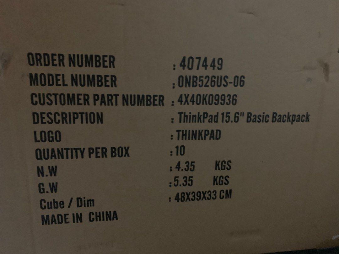 Lenovo thinkpas basic backpack (Category: Other Accessories) located in Kuala Lumpur. Submitted by vandalisme (Listing ID 1411007532, Image 3). Description: Lenovo thinkpad basic backpack Bag laptop Brand new in plastic Got 10 pcs in 1 box 1pcs rm40 Angkat satu kotak bleh diskaun lagi .