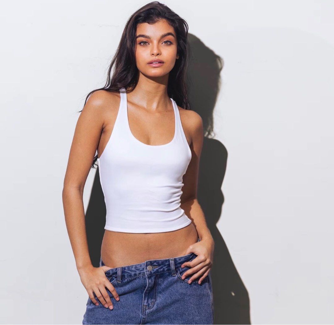 MERA Amanda Racerback White XS Top (Category: Sleeveless) located in Pasig City. Submitted by retiredcaptcha (Listing ID 1411017899, Image 1). Description: Refs: doesn’t fit me Still with tag and zip pouch.