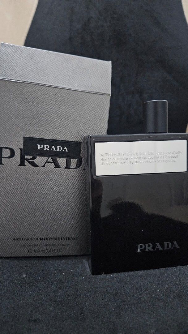 Prada Amber Pour Homme Intense 100ml (Category: Fragrance & Deodorants) located in Cavite. Submitted by secondhandlemonade (Listing ID 1411042460, Image 1). Description: 100ml bought from FragranceX.