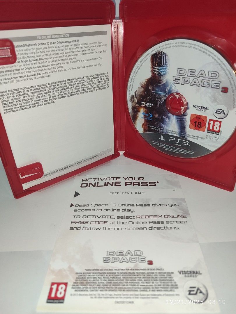 PS3 - Dead Space 3 (PRE-OWNED) "EU" (Category: PlayStation) located in Mendez-Nunez. Submitted by sf2_gameshop (Listing ID 1410902166, Image 3). Description: PLEASE READ: CONDITION: Pre-owned item. Tested working. GENRE: Survival horror, action-adventure MODE: Single-player REGION: 2 - Europe VOICE: English IN-GAME TEXT: English LEAFLET and INSERT: English Feel free to chat for any inquiries and you may visit my shop regularly for item updates. T