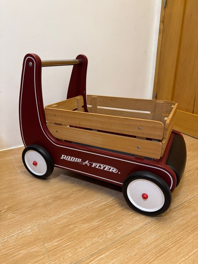 Radio Flyer Walker Wagon (Category: Infant Playtime) located in Cainta. Submitted by littlemissvietnam (Listing ID 1410995192, Image 1). Description: - Classic Radio Flyer walker wagon - Red and white design - Wooden wagon bed - Handle for easy pushing - White wheels with red accents - Designed for toddlers and young children - Helps with walking and toy carrying •Resistance clickers, not functioning anymore.