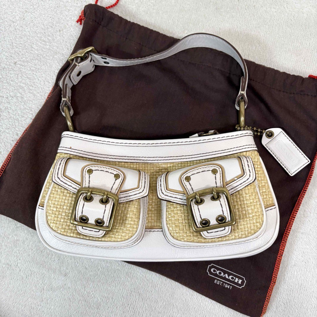 RARE Coach Legacy Raffia and Leather Shoulder Bag, Luxury, Bags ...
