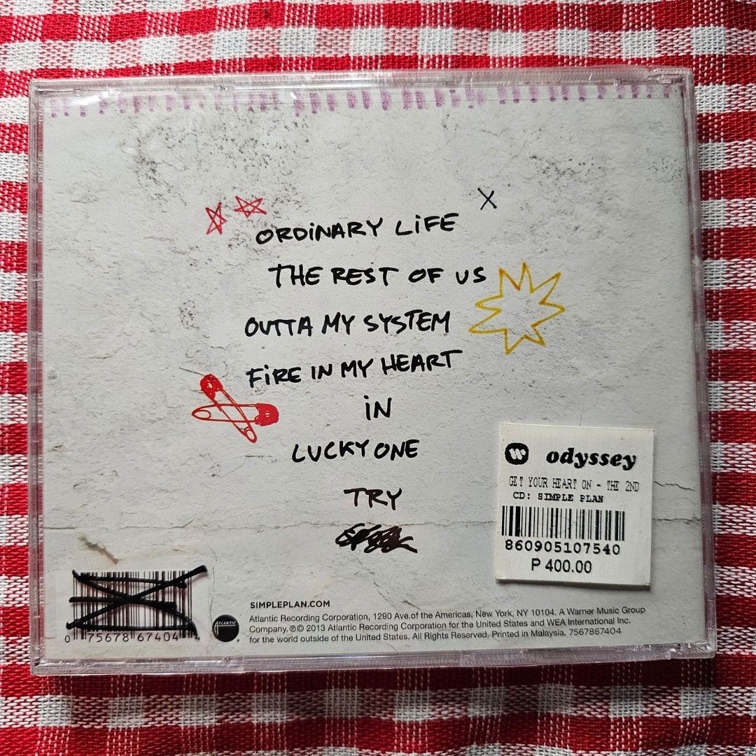 Simple Plan - Get Your Heart On - The Second Coming CD - Sealed and New (Category: CDs & DVDs) located in Quezon City. Submitted by serefrenpaz (Listing ID 1411037121, Image 3). Description: - Tracks include: "Ordinary Life", "The Rest of Us", "Outta My System", "Fire in My Heart", "In", "Lucky One", "Try" - In original case Good Day Buyers! 💖💖💖Here are the PAYMENT payment options 💖💖💖 ✨1. GCash - 09164862096 ✨2. Bank Deposit - BPI, BDO, Uni
