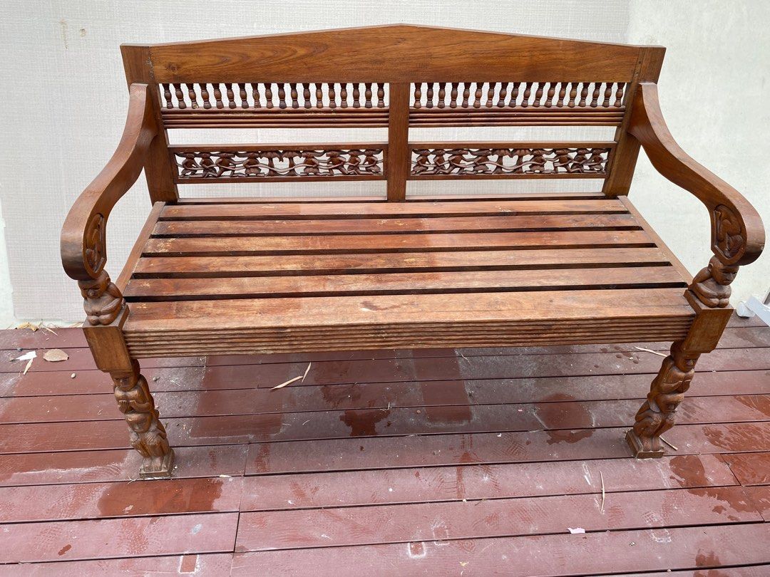 Solid Teak Bench (Category: Other Home Furniture) located in Singapore. Submitted by deejavee (Listing ID 1410978364, Image 1). Description: Solid Teak Bench to clear. A new coat of teak oil will look as good as new. Hardly use and in good condition.