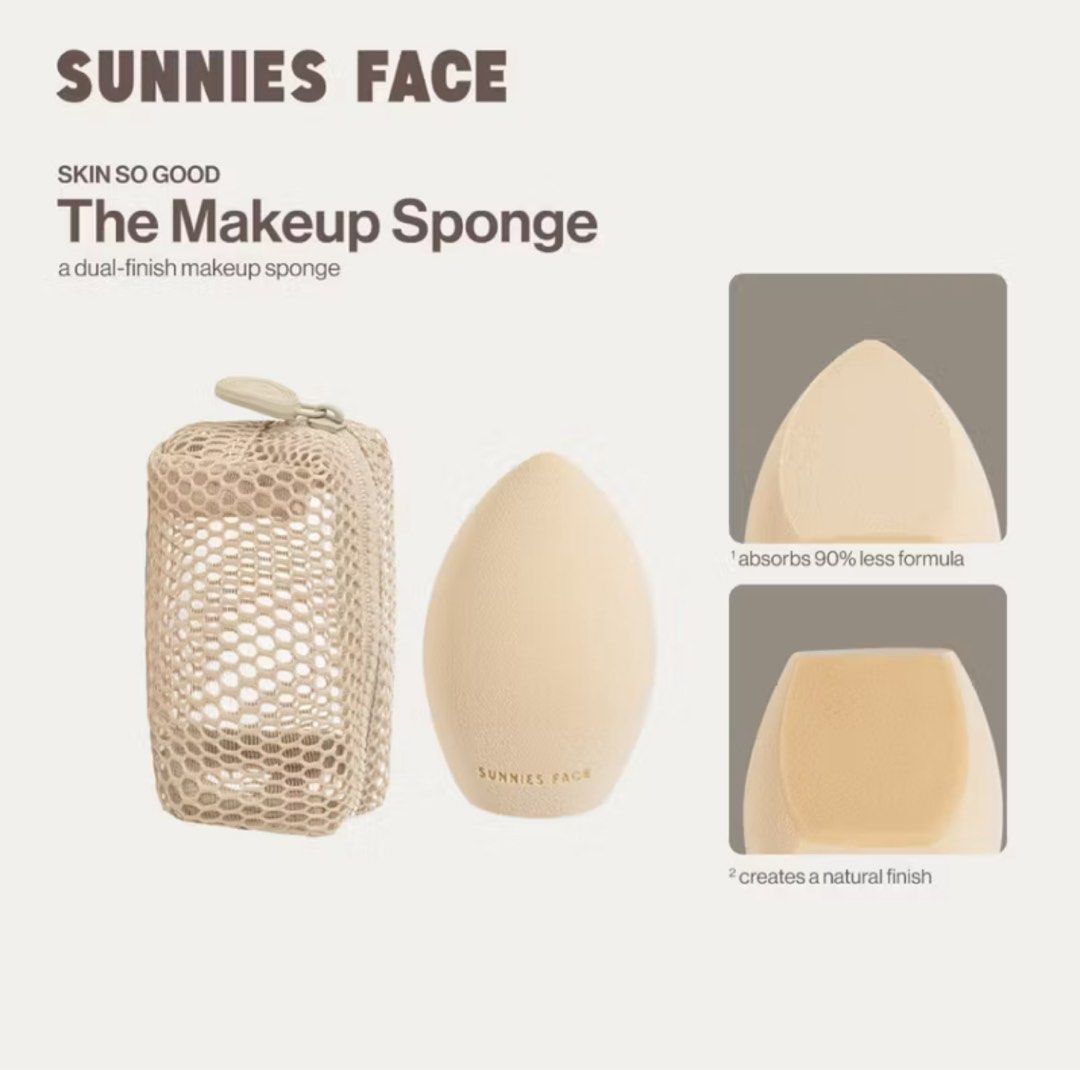 Sunnies Face The Makeup Sponge (Category: Makeup) located in Plaridel. Submitted by rn.yg (Listing ID 1411053147, Image 1). Description: - Brand new Sunnies Face Makeup Sponge - Dual-finish design for a natural makeup look - Designed to absorb less product - Includes a convenient mesh pouch - Unused and ready to use.