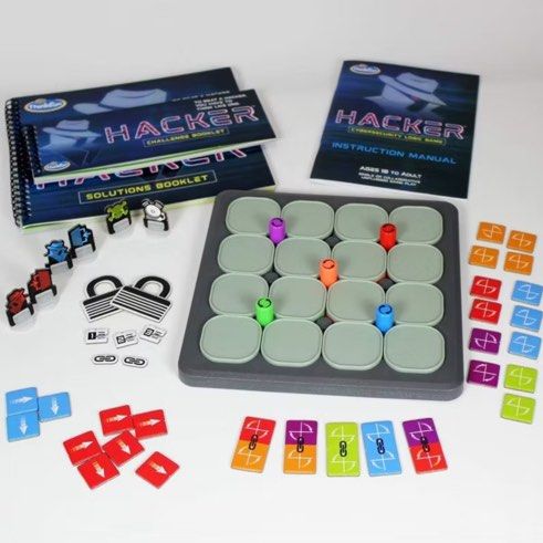 ThinkFun Hacker Cybersecurity Coding Game (Category: Educational & Learning Toys) located in Singapore. Submitted by saebon (Listing ID 1411062087, Image 2). Description: Brand New but transparent packaging opened. U.P. $72.90 logic puzzle game where you build code to guide an agent, hack programs, and fix viruses, teaching foundational coding and security concepts through 120 challenges with increasing difficulty, focusing on logic and programmi