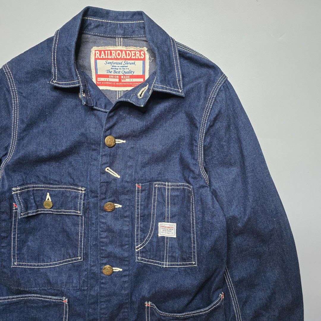 Workers K&TH -10.5 oz Denim Railroad Jacket - Coverall (Category: Coats, Jackets and Outerwear) located in Malabon City. Submitted by buynflex (Listing ID 1411049517, Image 3). Description: Workers K&TH -10.5 oz Denim Railroad Jacket Size 34 Measurements in Inches (Laid Flat) Shoulder Width: 15.5" Pit to Pit: 19" Length: 30" Sleeve Length: 25 Gently Used Very Good Condition.