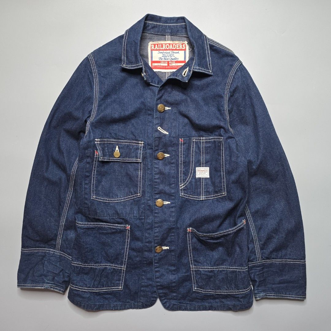 Workers K&TH -10.5 oz Denim Railroad Jacket - Coverall (Category: Coats, Jackets and Outerwear) located in Malabon City. Submitted by buynflex (Listing ID 1411049517, Image 1). Description: Workers K&TH -10.5 oz Denim Railroad Jacket Size 34 Measurements in Inches (Laid Flat) Shoulder Width: 15.5" Pit to Pit: 19" Length: 30" Sleeve Length: 25 Gently Used Very Good Condition.