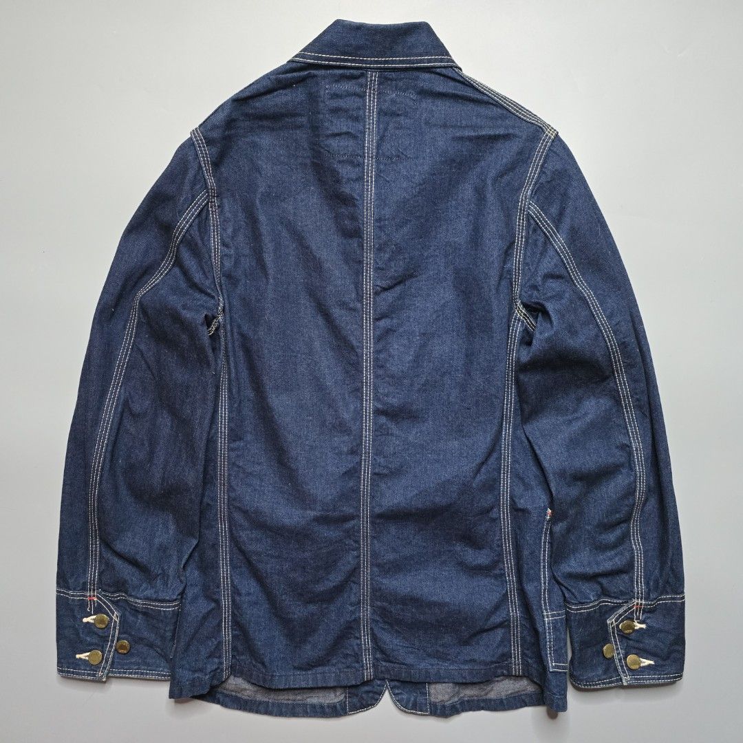 Workers K&TH -10.5 oz Denim Railroad Jacket - Coverall (Category: Coats, Jackets and Outerwear) located in Malabon City. Submitted by buynflex (Listing ID 1411049517, Image 2). Description: Workers K&TH -10.5 oz Denim Railroad Jacket Size 34 Measurements in Inches (Laid Flat) Shoulder Width: 15.5" Pit to Pit: 19" Length: 30" Sleeve Length: 25 Gently Used Very Good Condition.