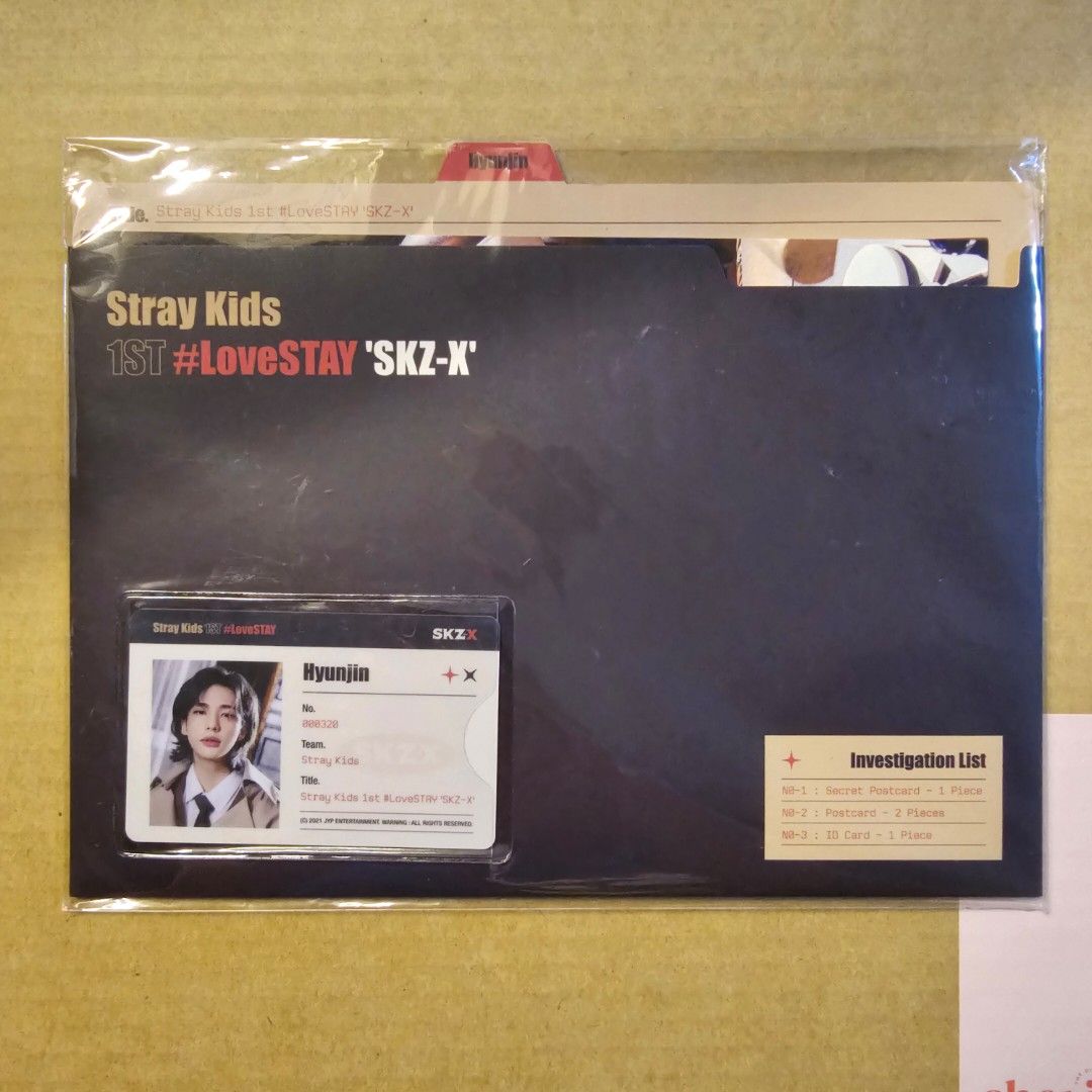WTS Stray kids Hyunjin 1st #LoveStay SKZ-X id file cards (Category: K-Wave) located in Semenyih. Submitted by purpleberryjinie (Listing ID 1411066805, Image 1). Description: mint condition all inclusion included ! rare merch dm if interested ♡ #hyunjin #lovestay #stray kids.