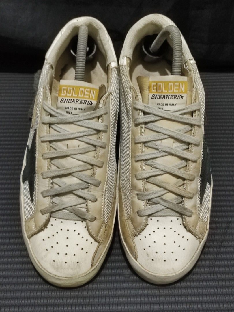100% Authentic Coded GiGiDiBi Superstar Mesh and Leather Size 40 (26cm) Mens (Category: Sneakers) located in Malabon City. Submitted by rubiosblessings (Listing ID 1409057073, Image 3). Description: 💯 Authentic and Coded Money-back guaranteed if proven fake! Mesh & Leather Aged White Leather Lining Size 40 - fit to 25.5-26cm foot length Issues: With minor repair on heel outsole due to heel drags and collar padding. #RubioSneakers.