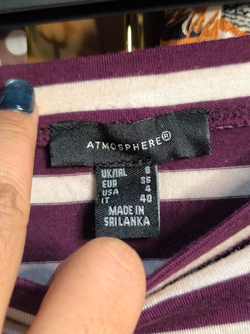 Atmosphere Striped Maxi Skirt (Category: Skirts) located in Marikina City. Submitted by vaughnify (Listing ID 1411234483, Image 2). Description: - Atmosphere maxi skirt - Striped design (purple and white) - Features a side slit - Size: UK 8, EUR 36, USA 4, IT 40 📍 Location: Marikina City.