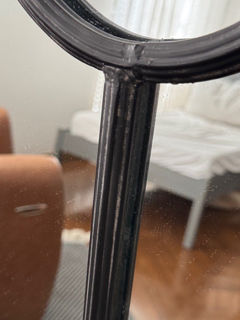 Black Arch Window Mirror (Category: Mirrors) located in San Juan City. Submitted by vix13 (Listing ID 1411241416, Image 3). Description: - Black framed mirror - Arched window design - Circular accent - Grid pattern - Textured finish - Light brown backing - Adds sophistication - very heavy .