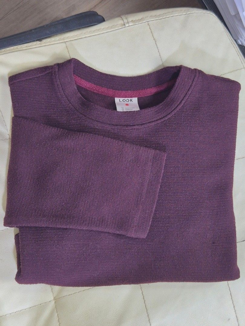 BUY3GET1FREE LOOK Crew Neck Sweater (Category: Longsleeves) located in Manila. Submitted by lovedbyae (Listing ID 1411229072, Image 1). Description: Crew neck sweater from LOOK is a deep purple colour. It features a ribbed texture and long sleeves. ***All items are available and onhand. If vou're interested, please directly make an offer. No need to ask if the item is available or not ***No lowballers please. The items in our store are kept in ve