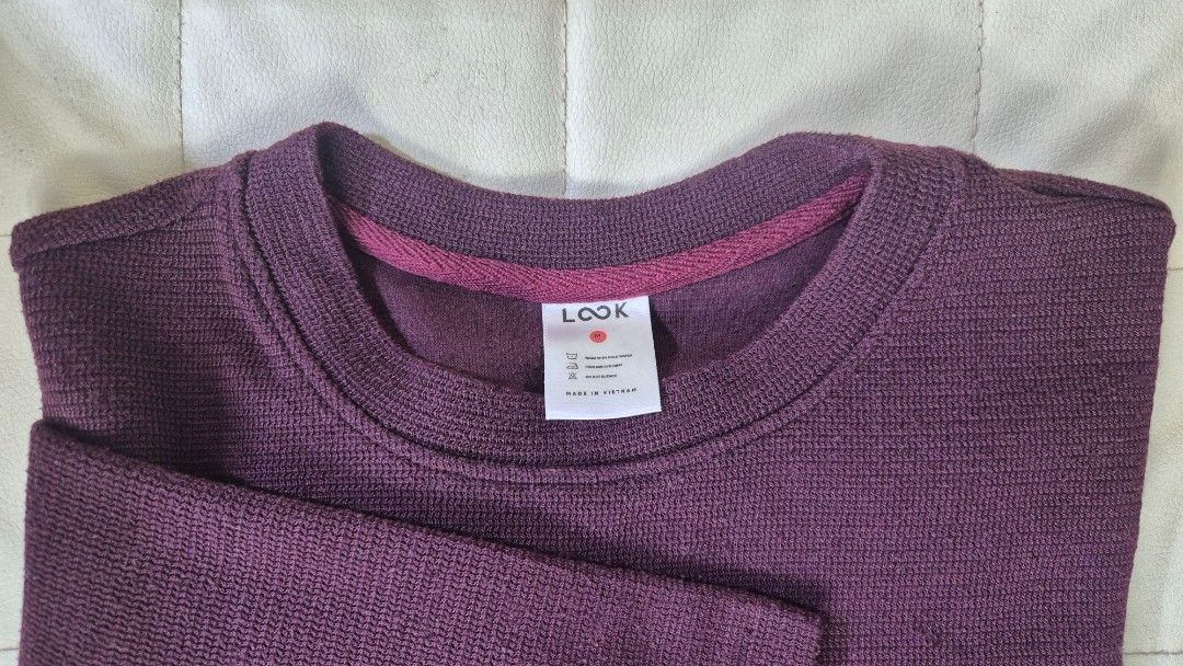 BUY3GET1FREE LOOK Crew Neck Sweater (Category: Longsleeves) located in Manila. Submitted by lovedbyae (Listing ID 1411229072, Image 2). Description: Crew neck sweater from LOOK is a deep purple colour. It features a ribbed texture and long sleeves. ***All items are available and onhand. If vou're interested, please directly make an offer. No need to ask if the item is available or not ***No lowballers please. The items in our store are kept in ve