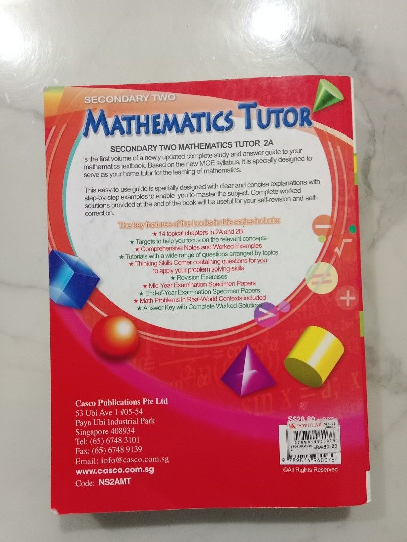 Casco Secondary 2 Mathematics Tutor 2A, Hobbies \u0026 Toys, Books \u0026 Magazines, Assessment Books on ...