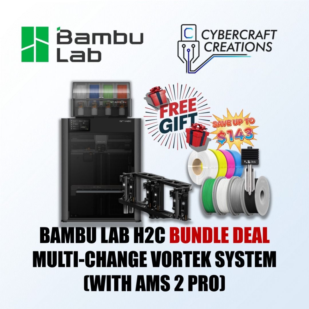 [🔥DEAL] Bambu Lab H2C Combo , Flagship Vortek Hotend Dual Extruder BambuLab 3D Printer H2 Series
