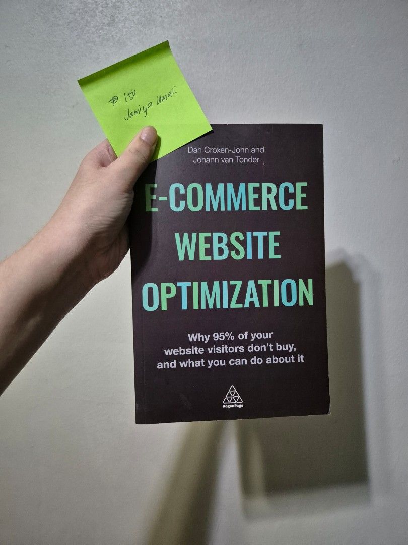 E-Commerce Website Optimization Book (Category: Textbooks) located in Cainta. Submitted by jamdgu (Listing ID 1411230851, Image 1). Description: MOP: Maya, GCash, BPI, UnionBank, GoTyme Delivery: J&T, Lalamove Loc: Cainta.