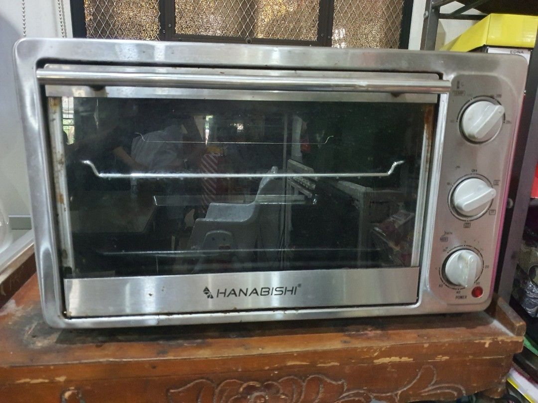 Hanabishi Electric Oven (Category: Ovens & Toasters) located in Paranaque City. Submitted by nicessities (Listing ID 1411113846, Image 1). Description: - Hanabishi electric oven -30 Liter capacity - Stainless steel exterior - Glass door - Includes baking tray and wire rack model number is HEO-30P8SS power rating of 1500W operates at 230V-60Hz -oven functions in great condition, no broken parts or controls or what, physical appearance shows usage 