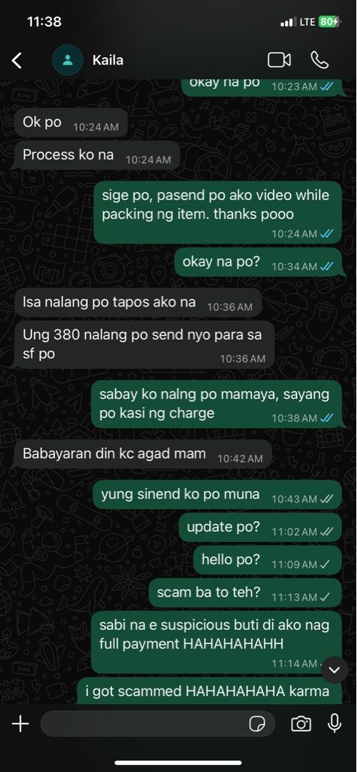 Ipad air 2 (Category: iPad) located in Naga. Submitted by minmin_lab (Listing ID 1411123790, Image 3). Description: SCAM AWARENESS!! KAILA ROSE CALO!! I GOT SCAMMED BY THIS ACCOUNT. I LOST ₱1,315 TODAY! MESSAGE ME IF WANT SOME PROOF..