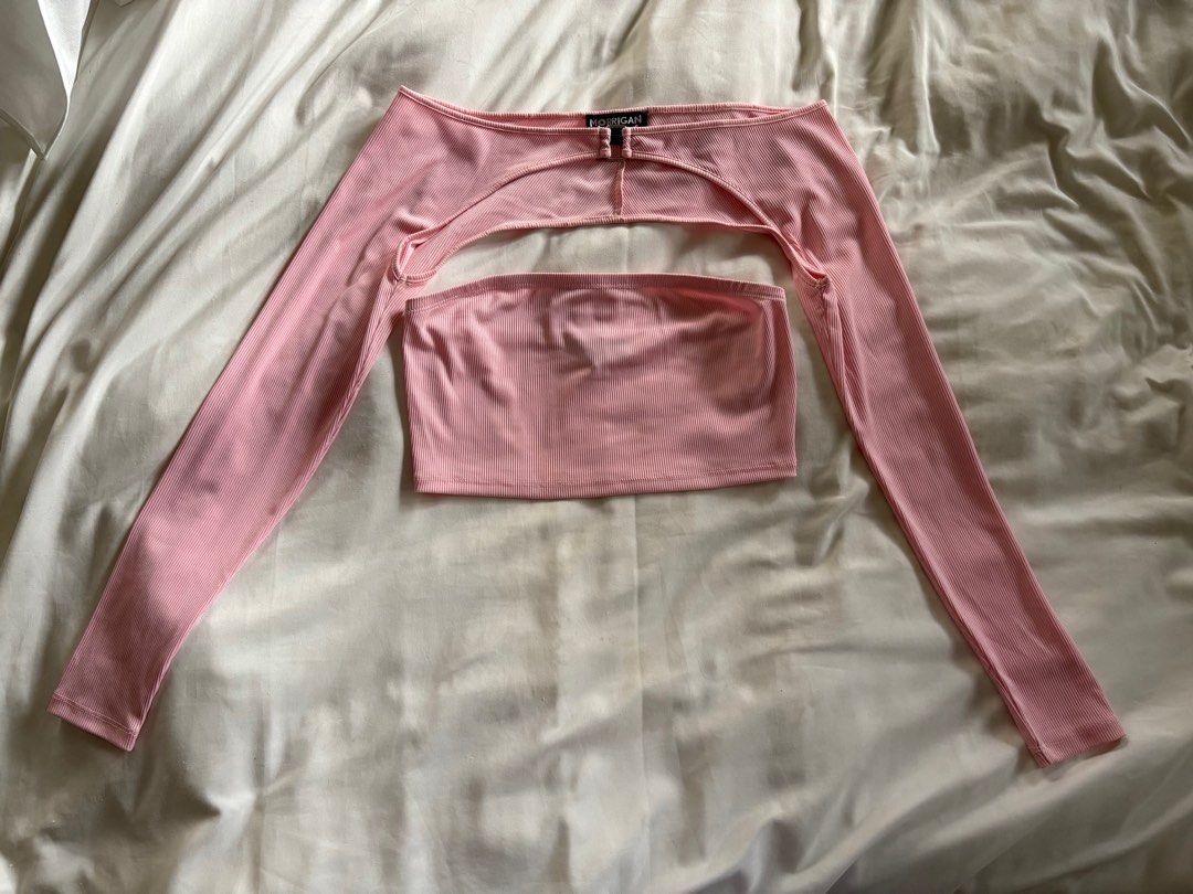 Morrigan Pink Top Set - Size L (Category: Sets or Coordinates) located in Quezon City. Submitted by mcpar9685821 (Listing ID 1411093373, Image 1). Description: •only worn once •two-piece set: tube top + bolero •stretchy ribbed knit fabric •cute blush, light pink shade .