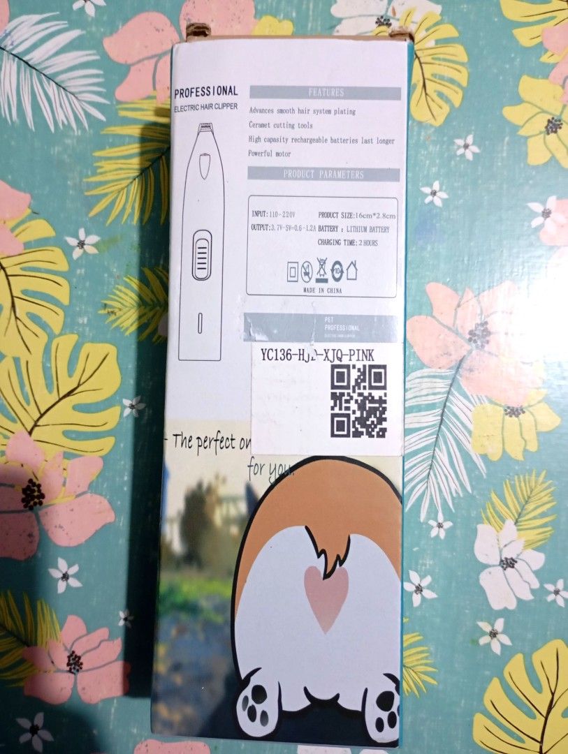Pet Grooming Hair Clipper Kit (Category: Health & Grooming) located in Quezon City. Submitted by an.marie (Listing ID 1411263500, Image 2). Description: - Pet grooming kit for your furry friend. - Includes a pink hair clipper with USB charging cable. - Also includes nail clippers. - Designed for efficient hair removal. - Ideal for at-home grooming..