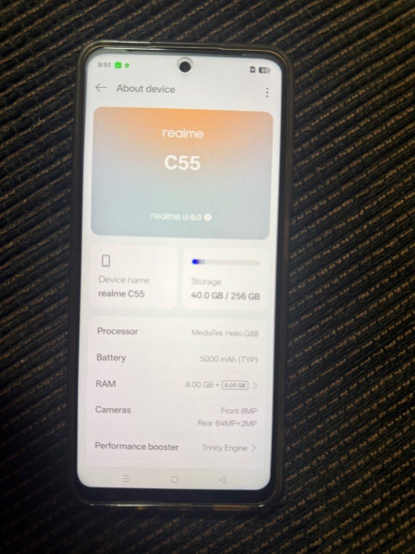 Realme C55 16gb ram 256 rom (Category: Android Others) located in Cabanatuan. Submitted by jjavate25 (Listing ID 1411202237, Image 2). Description: Unit only Spare phone.