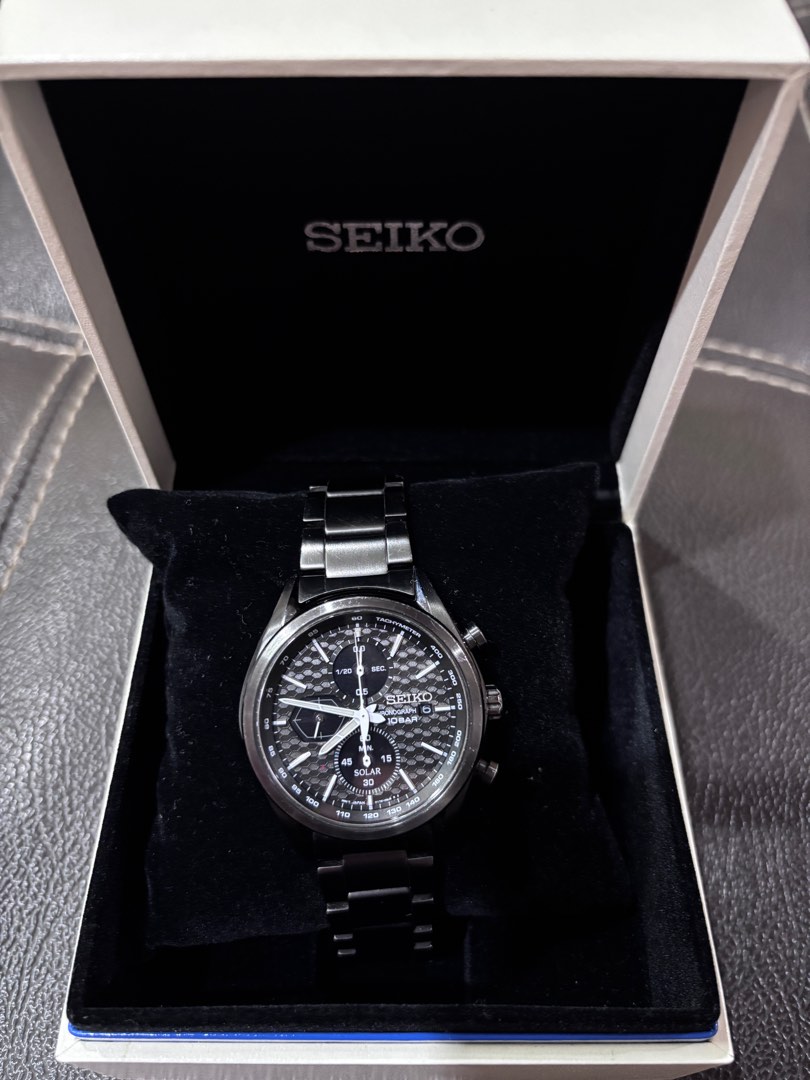 SEIKO SSC773 Solar Analog Chronograph Gunmetal Gray Black Dial Men's ...
