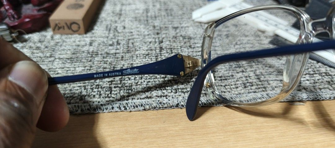 Silhouette Eyeglasses Made in Austria (Category: Sunglasses & Eyewear) located in Polomolok. Submitted by dkljapansurplus (Listing ID 1411197846, Image 3). Description: - Navy blue frame with gold accents - Made in Austria from japan - May grado kunti, as is nalang - May kunting gasgas sa lenses - Measurements: 51 [] 17 135.