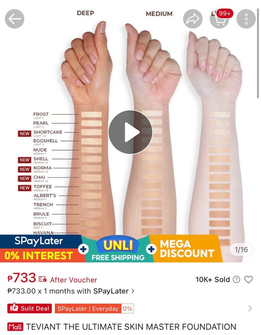 TEVIANT Ultimate Skin Master Foundation (Category: Makeup) located in Makati City. Submitted by ysabelkgsk (Listing ID 1411244522, Image 3). Description: BRAND NEW, Shades available on pictures Sold as 995 brand new retail Selling for lower .