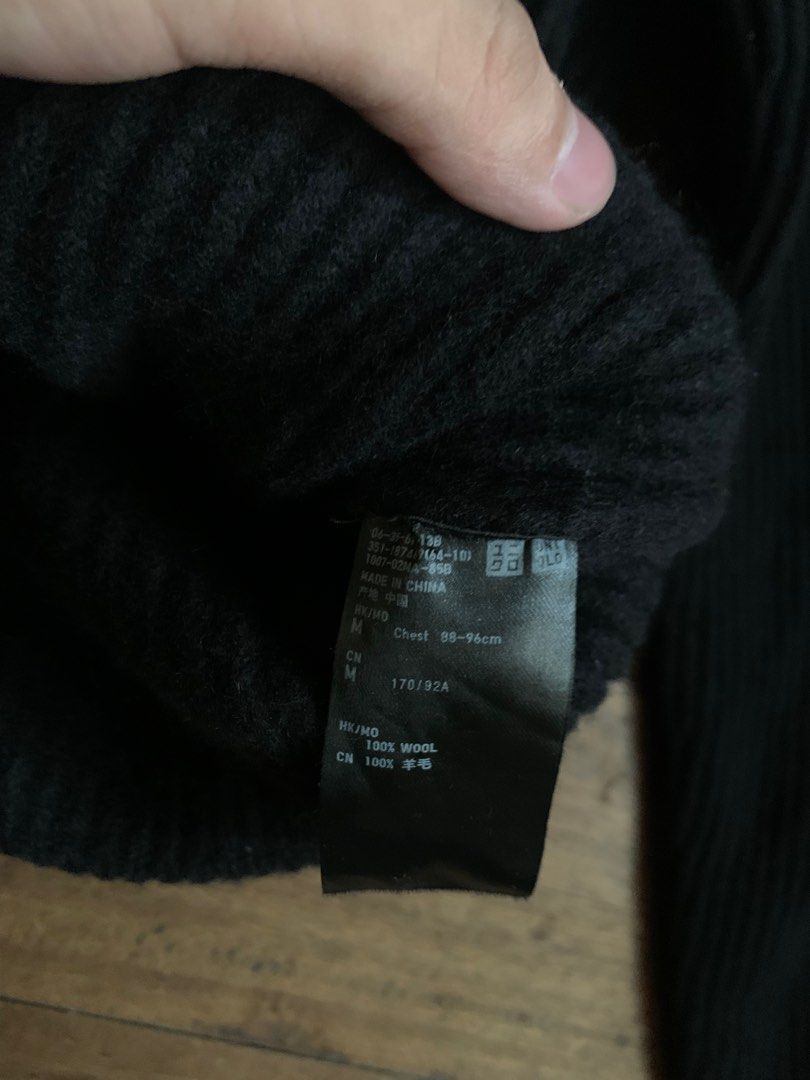 Uniqlo Black Wool Sweater - Size M (Category: Coats, Jackets and Outerwear) located in Makati City. Submitted by simonvilla115 (Listing ID 1411133488, Image 3). Description: - Uniqlo Black Sweater - Size: M (Chest 88-96cm) - Material: 100% Wool - Style: Ribbed Crew Neck .