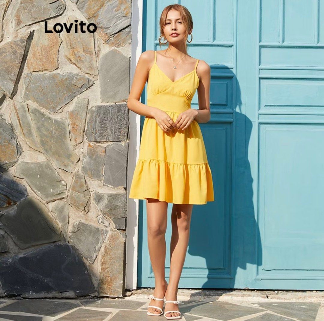 Lovito - Yellow Sundress (Category: Dresses) located in Quezon City. Submitted by _judebbr1 (Listing ID 1398054284, Image 1). Description: - Bright yellow sundress - V-neckline - Adjustable straps - Flowy, tiered skirt - Lightweight fabric - Perfect for warm weather.