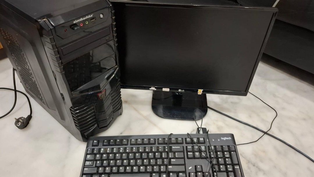 1 set pc kantor lengkap monitor LG 14inch cpu simbadda keyboard mouse ...