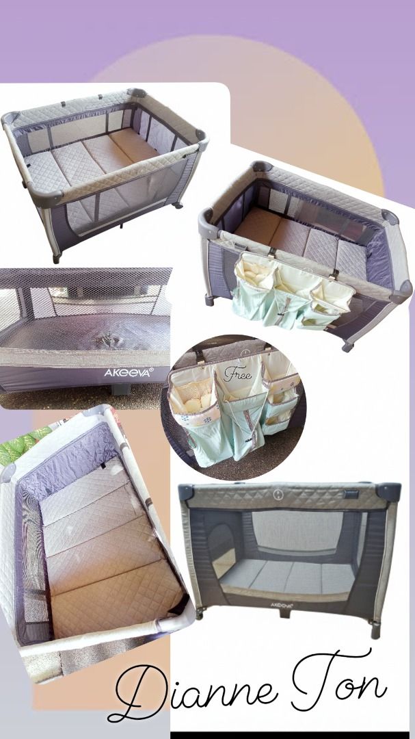 Akeeva Luxury Crib with free Organizer (Category: Cots & Cribs) located in Dasmarinas. Submitted by swiftee-17 (Listing ID 1411445853, Image 1). Description: Kakalinis lang, ready to use! - Gray and black design - Mesh sides for visibility - Attached organizer with multiple pockets for free ♥️ What you see is what you will get PRICE IS FIXED NA PO. Feel free to message here for other questions..
