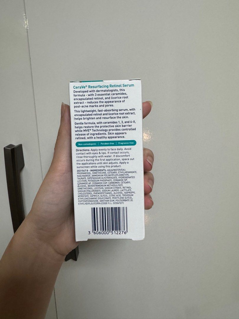 CeraVe Resurfacing Retinol Serum 30ml (Category: Face Care) located in Malabon City. Submitted by solijustuff (Listing ID 1411306374, Image 2). Description: Guaranteed Authentic! (Bought from skincarebudmnl) 100% full Unopened! Brand new! RFS: I switched to tretinoin Usually sold at 1,000-1.3k this is a steal na buy na <3 .