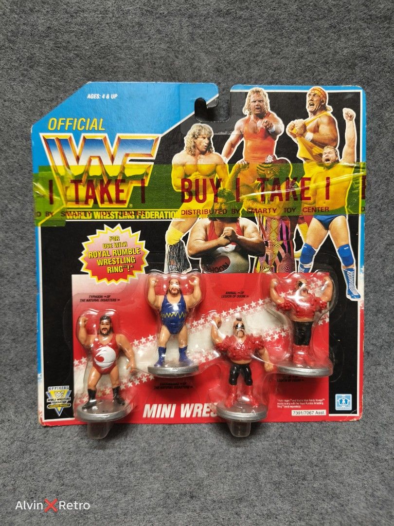 Hasbro WWF mini ROYAL RUMBLE FIGURES vintage Original (Category: Figurines & Statues) located in Manila. Submitted by alvinretro (Listing ID 1411317027, Image 3). Description: Price: 3,000 pesos each /or 8,500 if lot 3 sealed variant available TAYUMAN, MANILA 0928-824-5138.