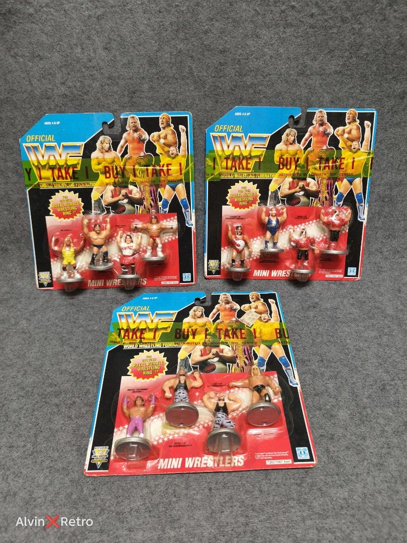 Hasbro WWF mini ROYAL RUMBLE FIGURES vintage Original (Category: Figurines & Statues) located in Manila. Submitted by alvinretro (Listing ID 1411317027, Image 1). Description: Price: 3,000 pesos each /or 8,500 if lot 3 sealed variant available TAYUMAN, MANILA 0928-824-5138.